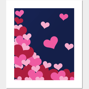 Hearts | Love | Pink | Dark Blue Posters and Art